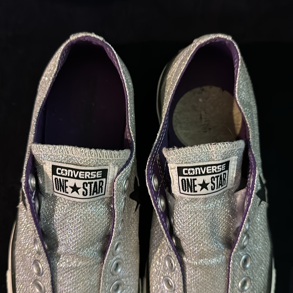 Converse Womens All Star Chuck Taylor Madison Low Size 9 Silver Sparkly Sneakers - Picture 6 of 10